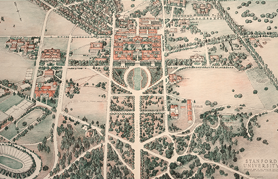 illustration of aerial view of campus