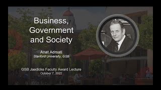 “Business, Government and Society” with Anat Admati