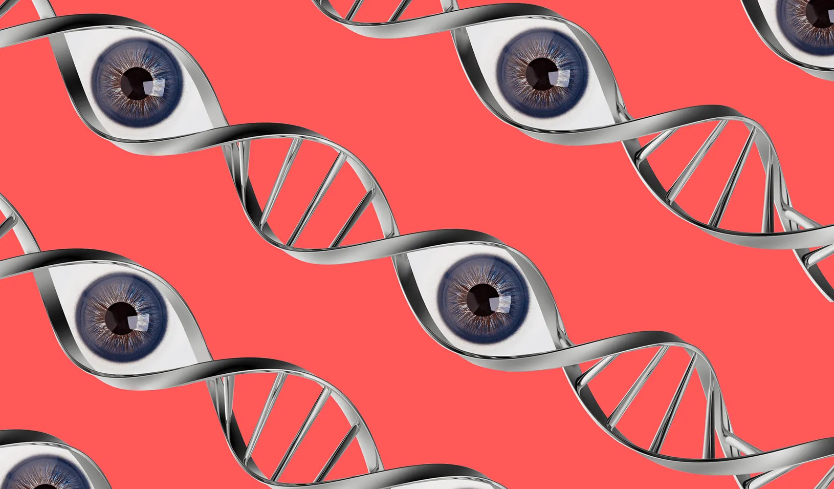 Eyes placed within a string of DNA. | Illustration by Álvaro Domínguez.