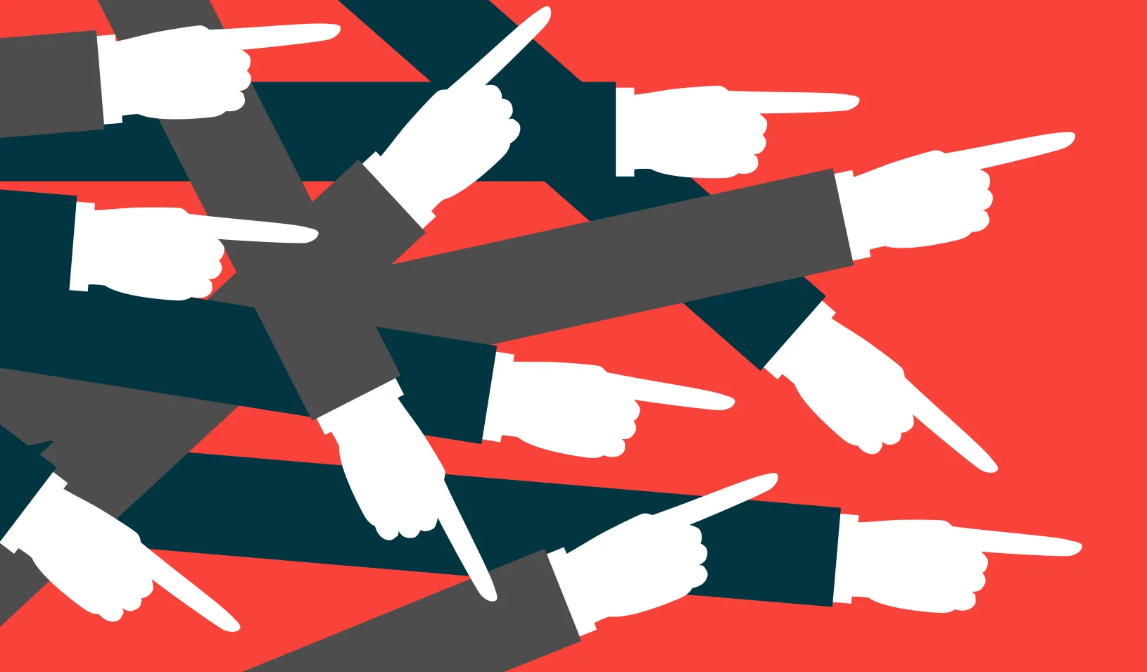 An illustration of many overlapping pointing fingers. | Credit: istock/Planet Flem