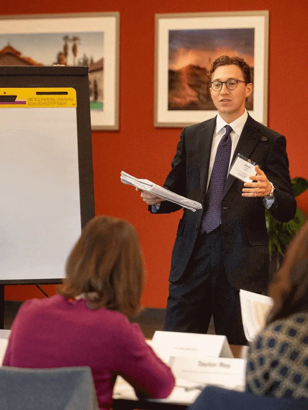 Student presenting to judges during executive challenge 2025