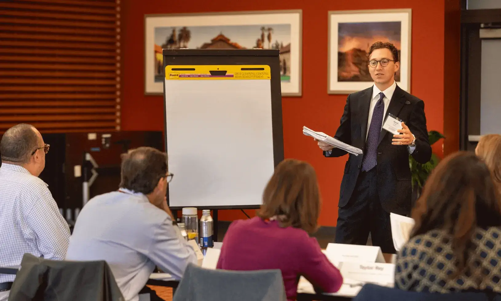 Student presenting to judges during executive challenge 2025