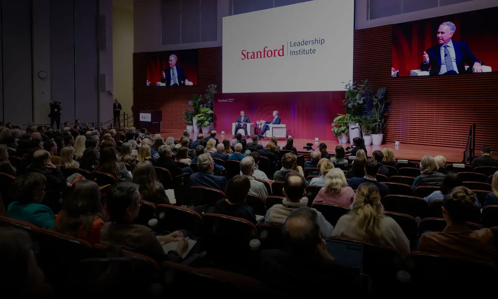 Audience view of the speakers at the Stanford leadership forum 2026