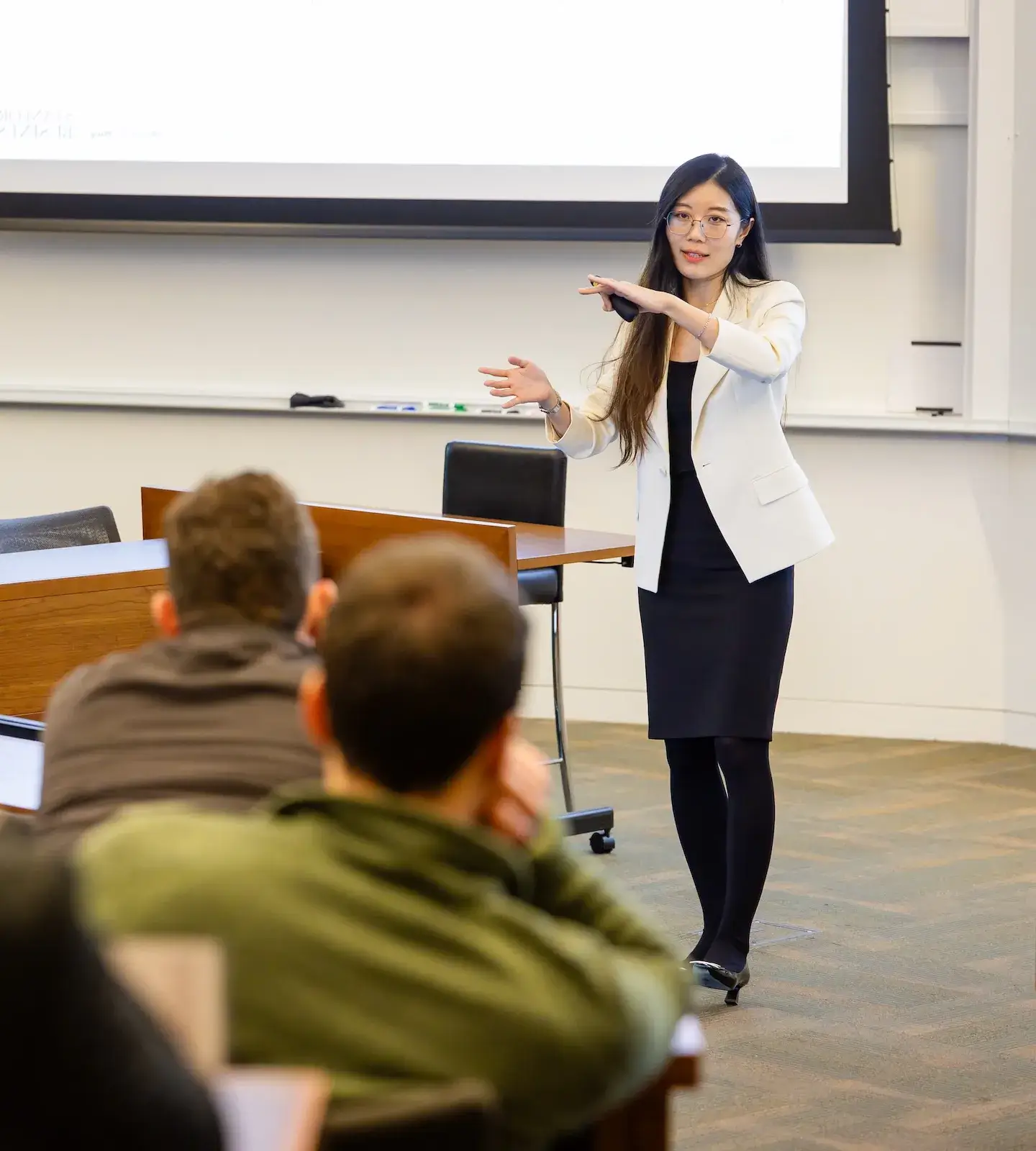 Classroom with professor speaking on AI 