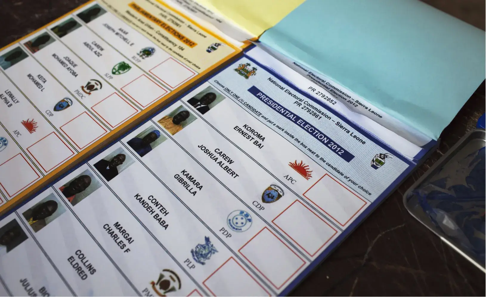 A woman casts her ballot at a polling station in Sierra Leone. (Associated Press photo by Rebecca Blackwell)