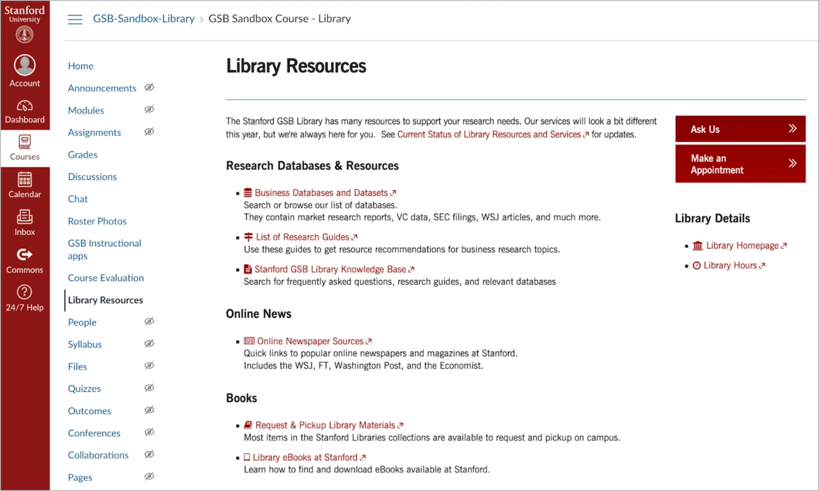 Library Resources in Canvas