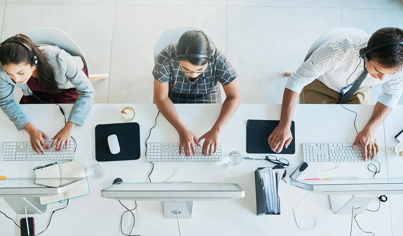 People working in a call center