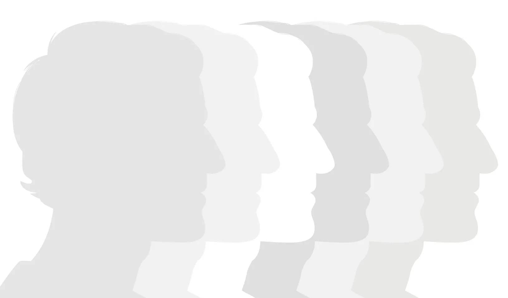 Layered illustrations of mens profiles in similar shades of white and light gray. Credit: Tricia Seibold and iStock/Leontura