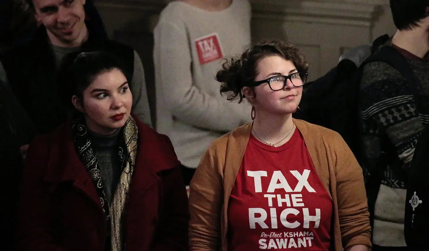 Supporters listen as Seattle City Councilmember Kshama Sawant restarts the “Tax Amazon” campaign she led in 2019. Credit: REUTERS/David Ryder