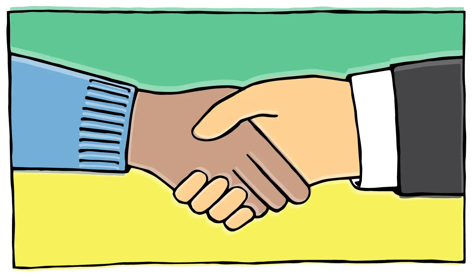 Illustration of a hand shake | Tricia Seibold