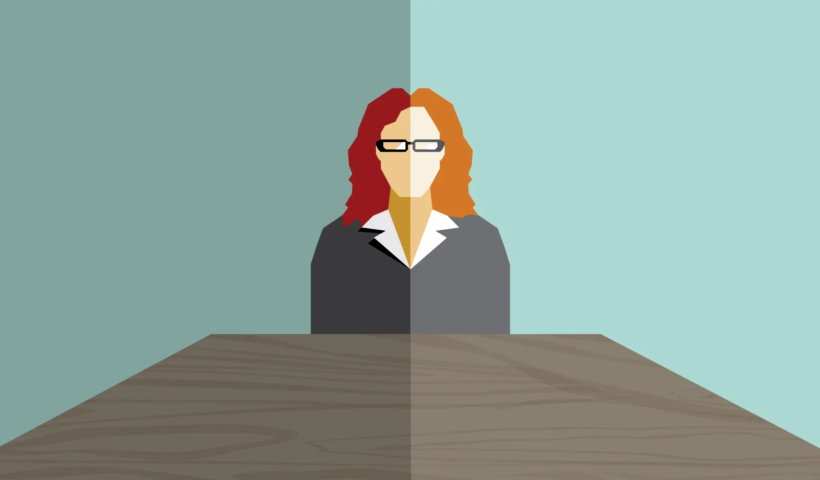  Illustration of woman seated at a table