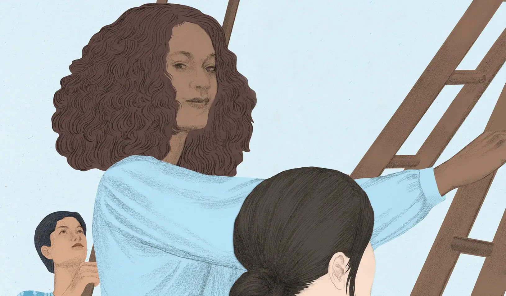Illustration of women climbing ladders. Credit: Silja Götz
