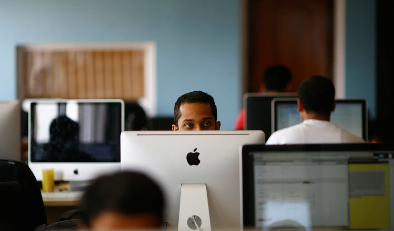 A man in a computer lab