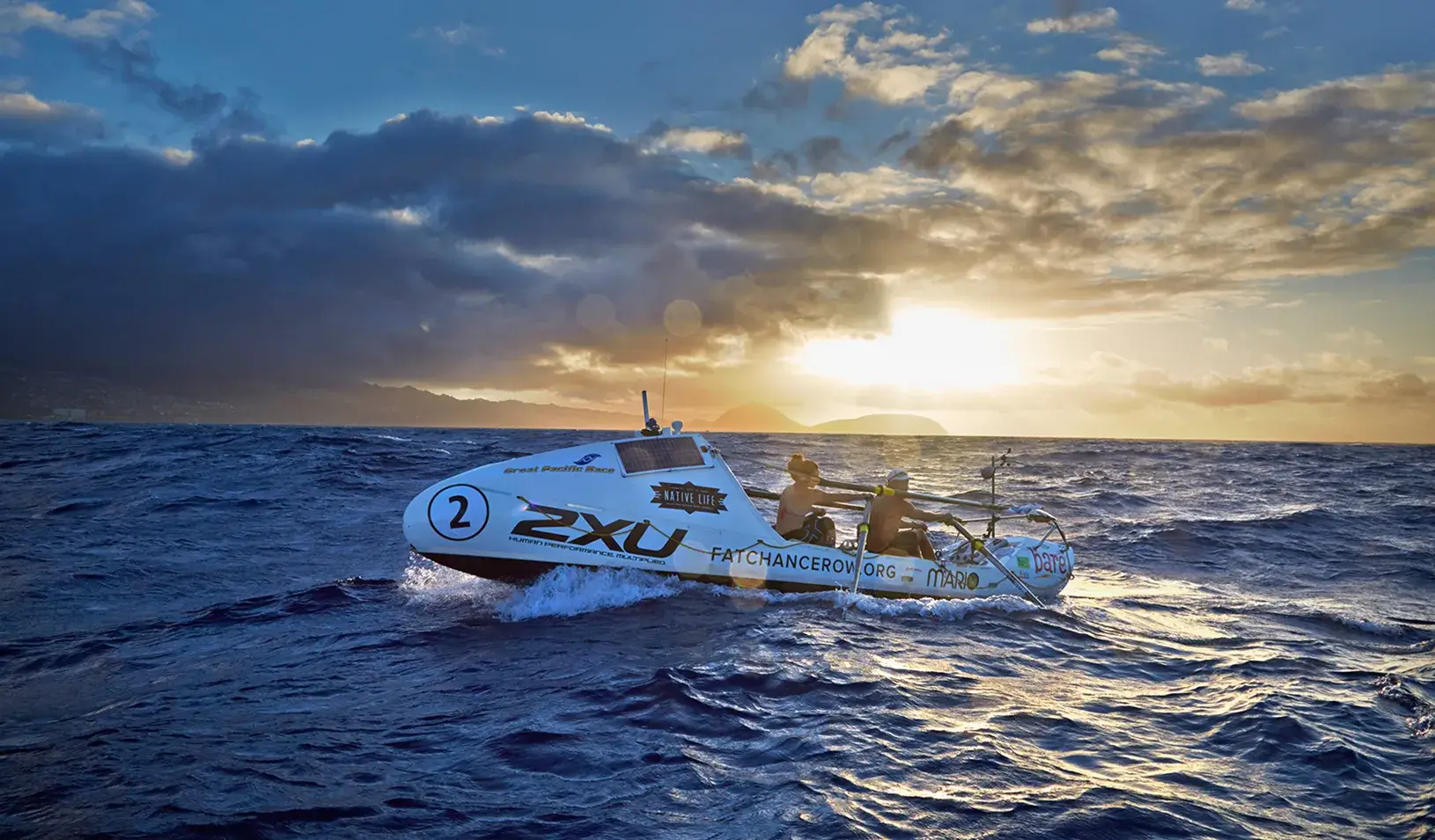 Sami Inkinen and Meredith Loring on their 45th and final day rowing across the Pacific. | Courtesy