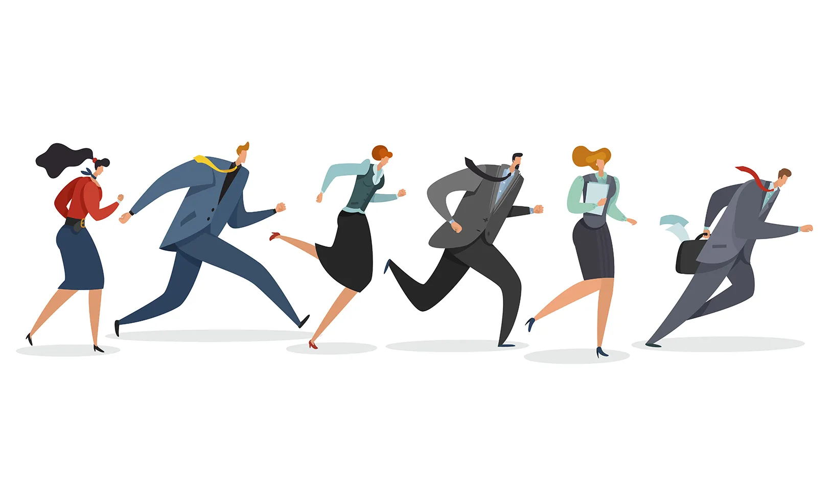 Illustration of business team running. Credit: iStock/Olga Kurbatova