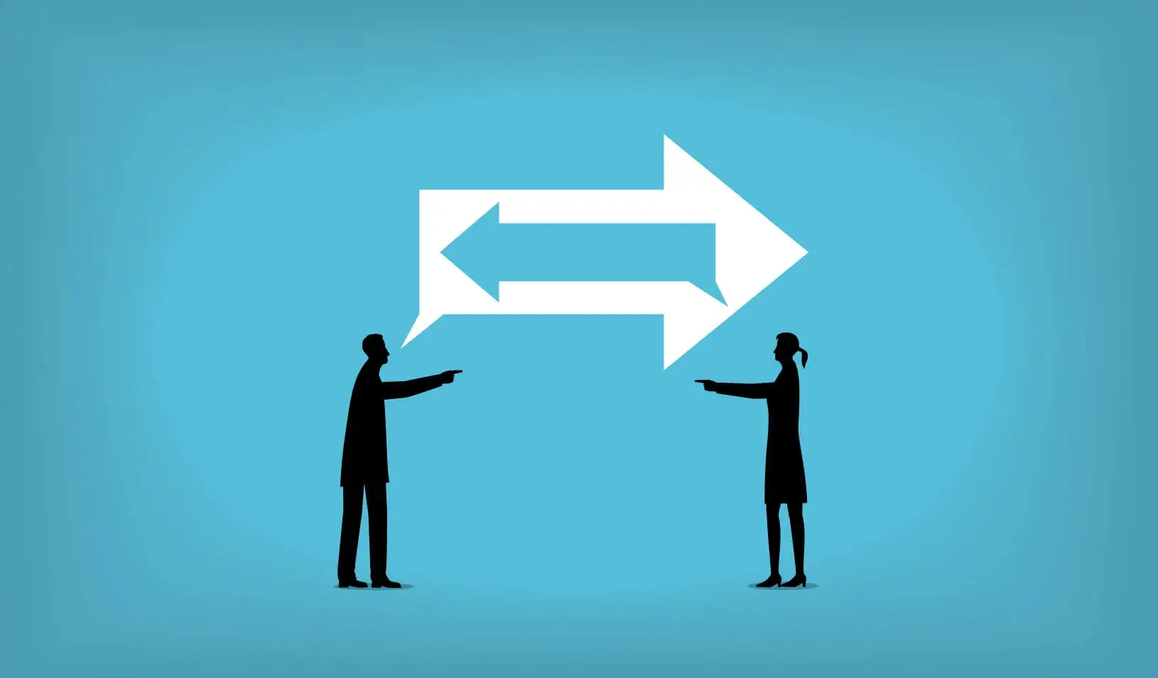 illustration of two people with opposing views