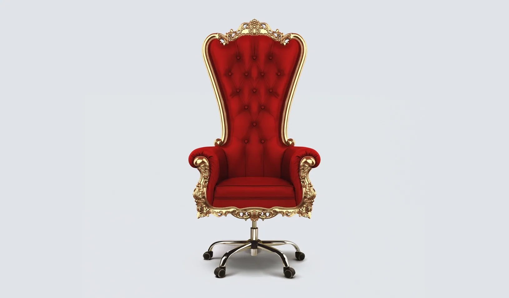 A photo illustration of an office chair that looks like a throne. Credit: Alvaro Dominguez