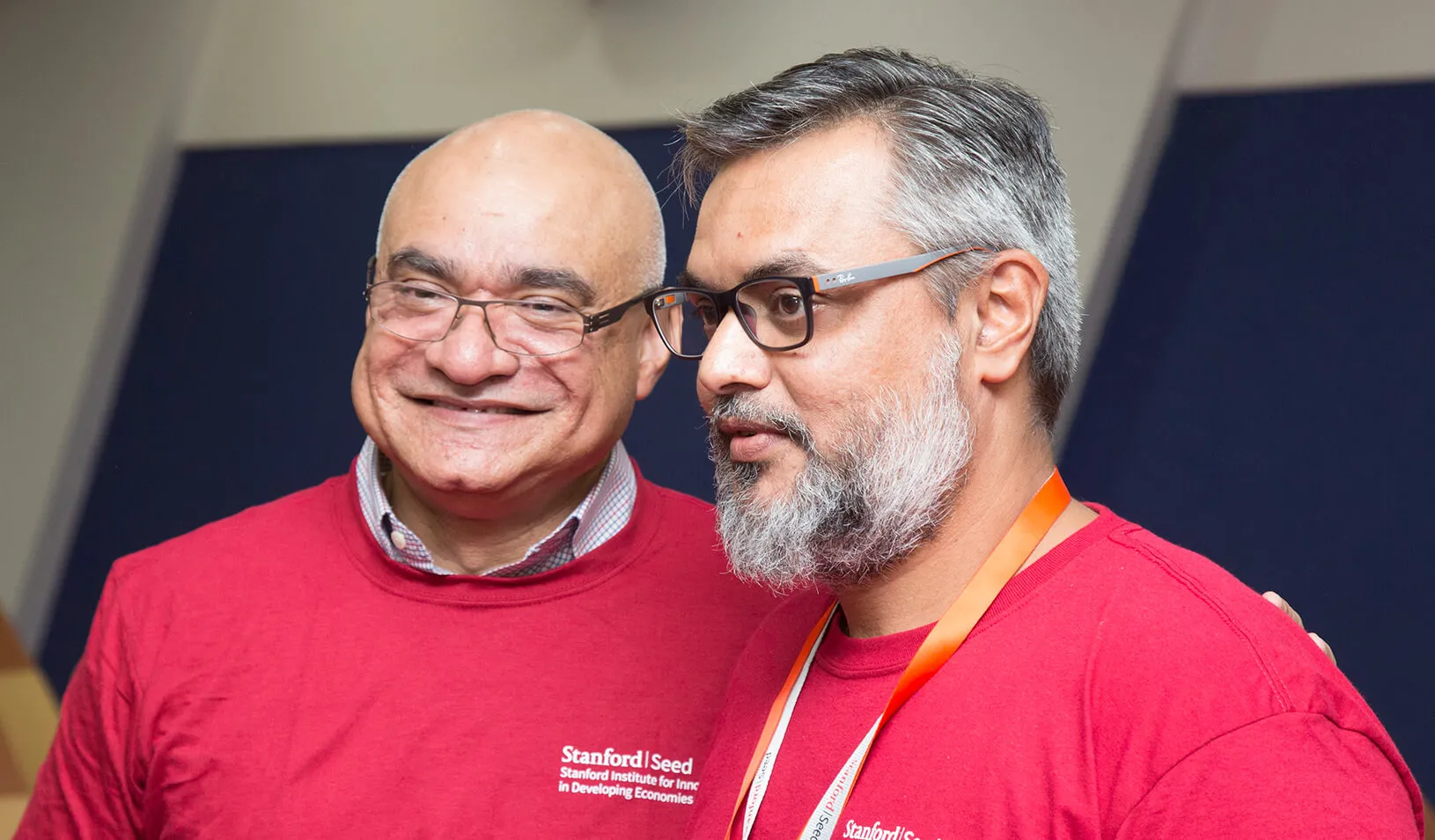 Professor Baba Shiv with Seed Transformation Program participant at the 2017 launch of Stanford Seed in India