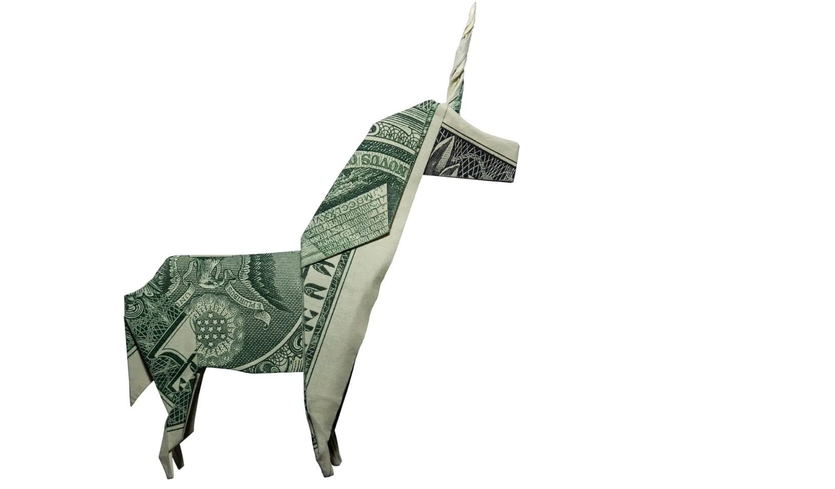 A photo of an origami unicorn made of a dollar bill. Credit: iStock/shutter2photos