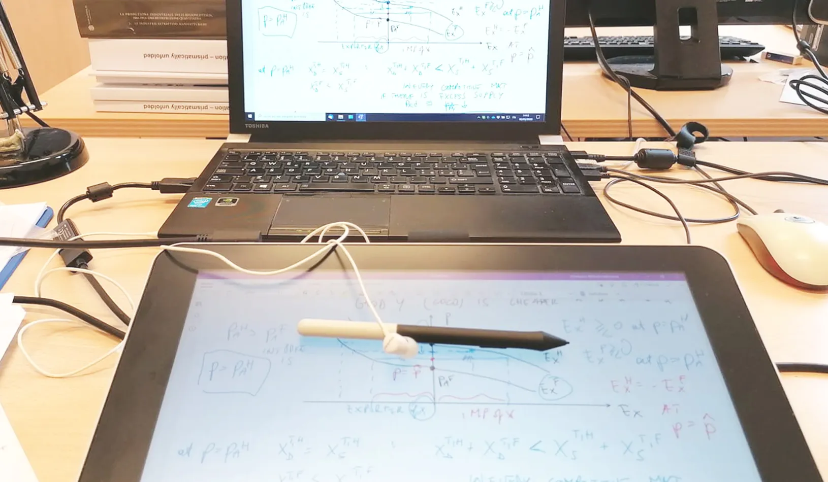 Emilio Calvano’s workstation. He uses a graphics tablet connected to a laptop. Credit: Emilio Calvano