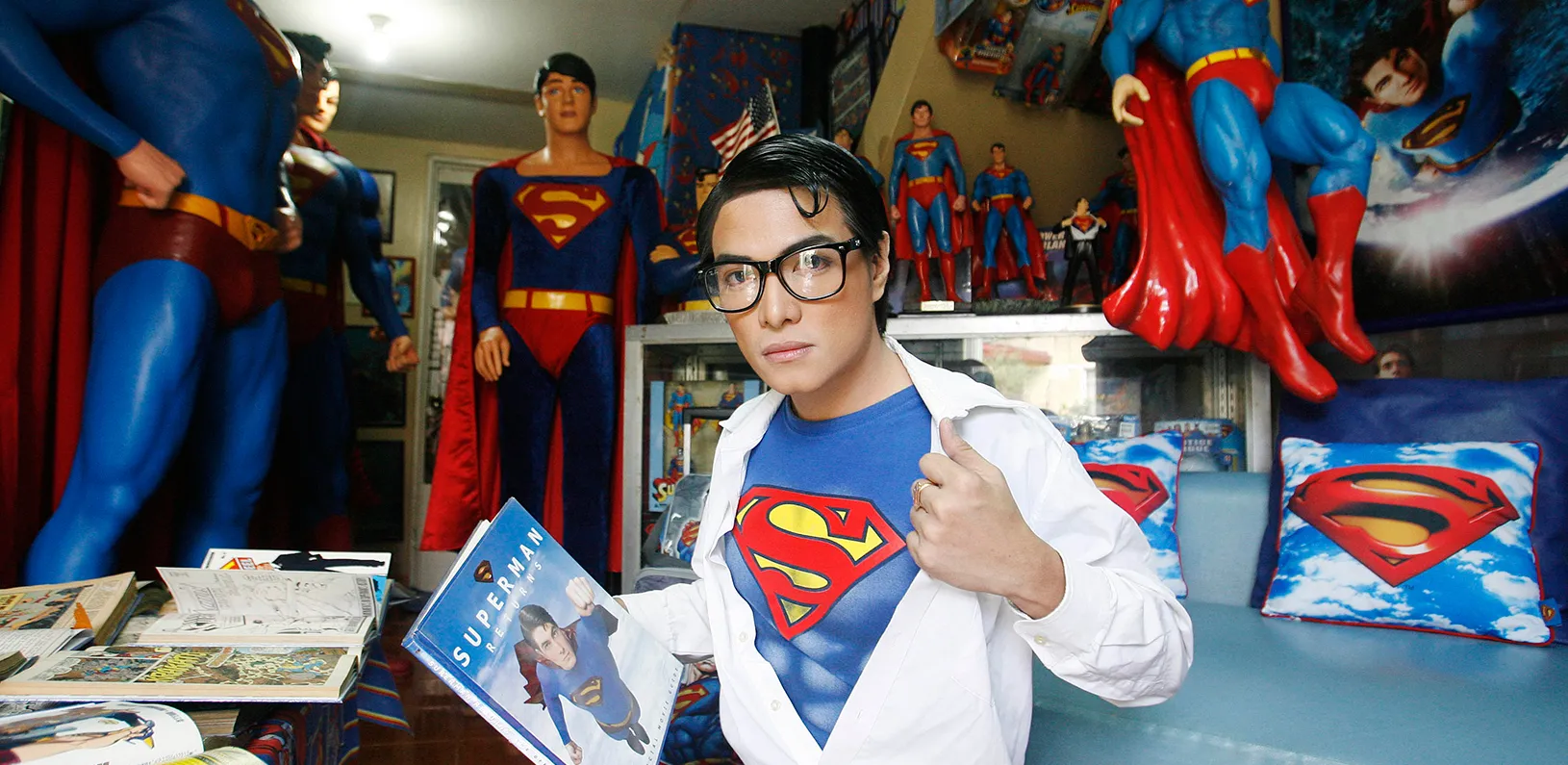 Superman fanatic shows off his collection