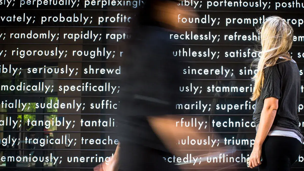 Adverb Wall Art Installation at Stanford Graduate School of Business