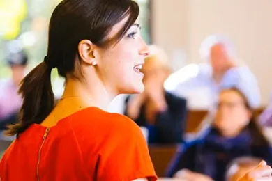 Women in a red dress