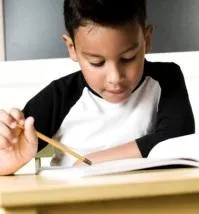Young student reading a book