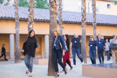 Students chat on a break from class