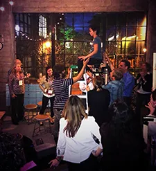 Volunteers testing a stool