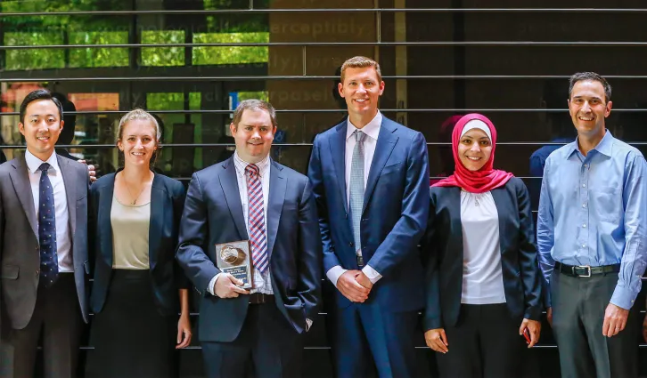 Students gather with Tim McQuade and Dean Levin Credit: Kiefer Hickman