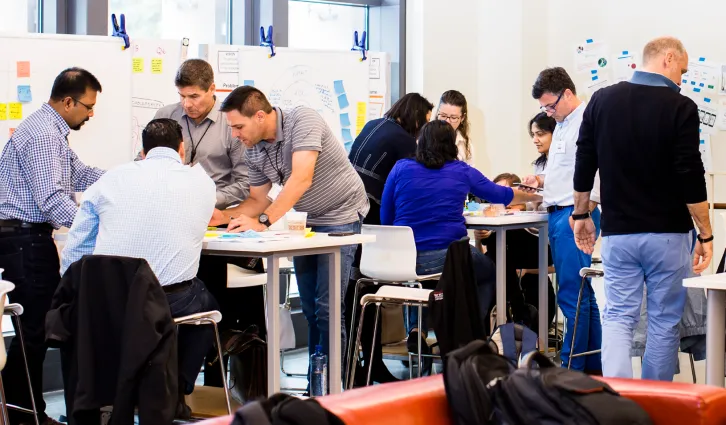 students working in the Co Lab at Stanford GSB. Credit: Elena Zhukova