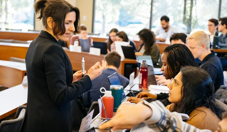 Shoshana Vasserman answering students questions during her class of Data and Decisions. Credit: Elena Zhukova