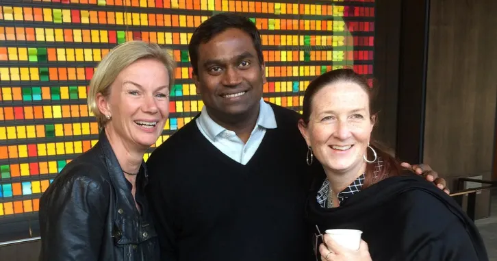 LEAD participant Cecilia Hultén (right) and her virtual teammates Ramesh Manga and Ann Farley finally met for the first time in the real world at a three-day gathering in April. 