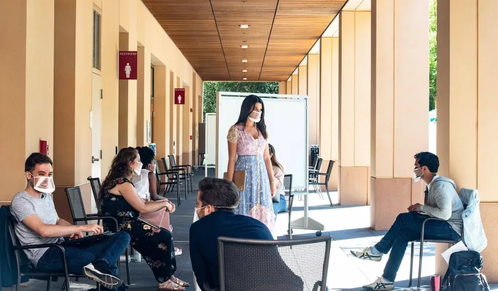 Students at the Knight Management Center. Credit: Tricia Seibold
