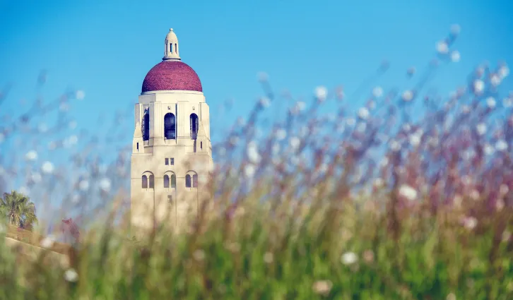 A scenic picture of Hoover Tower. Credit: Linda A. Cicero/Stanford News Service