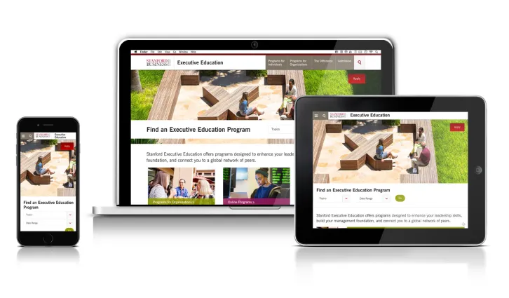 New Executive Education site on desktop, tablet, and smartphone | Kerri Augenstein