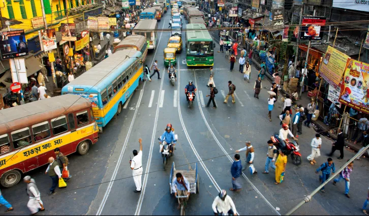 crowded street in India