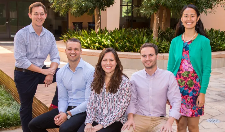 From left to right: John Ettinger, Geoff Calder, Jennifer Villa, Tucker Kocher, Valerie Shen. Credit: Stacy Geiken