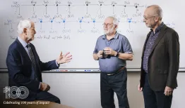 From left, Robert Wilson, David Kreps, and Paul Migrom, received the 2018 John J. Carty Award in the field of economics. | Elena Zhukova