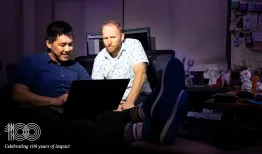Photo of Mason Jiang and Alex Storer in their office. Credit: Elena Zhukova