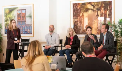 panel speaking at stanford leadership institute on data and sustainability