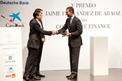 Recipient with award