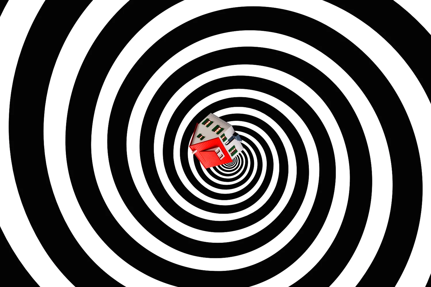 A small house being sucked into a spiral. Credit: Alvaro Dominguez