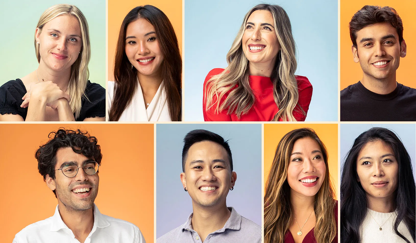 Two rows of four headshots of five females and three males. | Credit: Elena Zhukova.