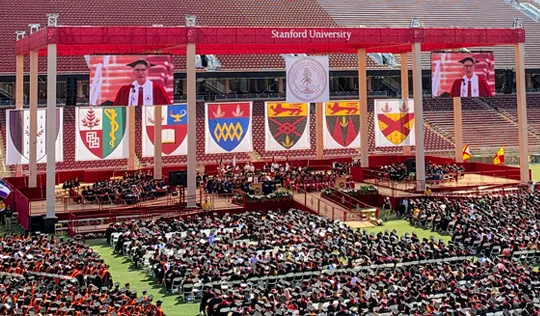 Aerial photo of Stanford University Commencement