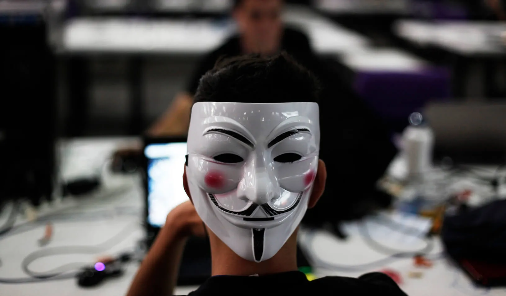 A man wearing a Guy Fawkes mask surfs the web | Reuters/Nacho Doce