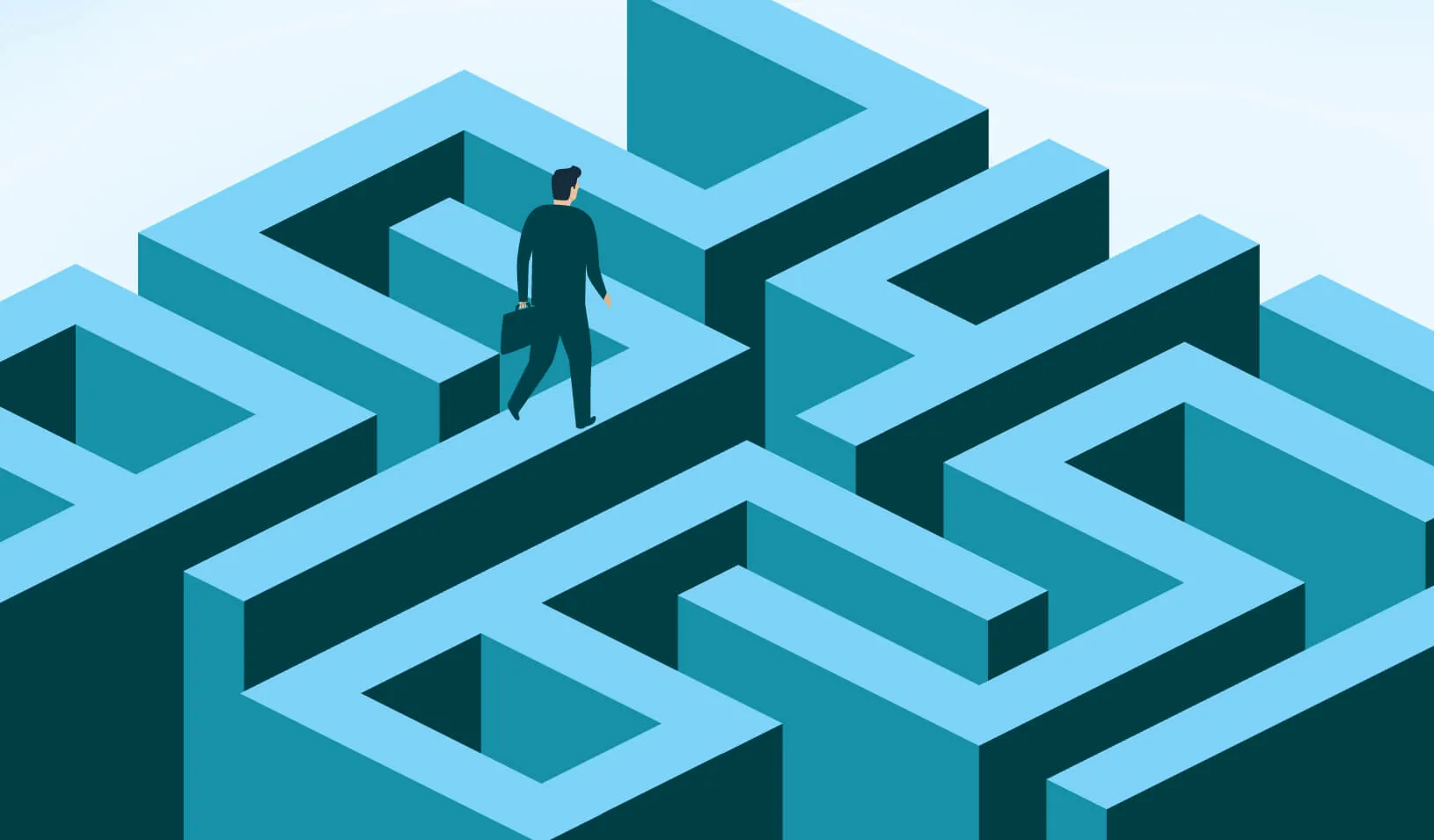 illustration of a person walking on top of a labyrinth