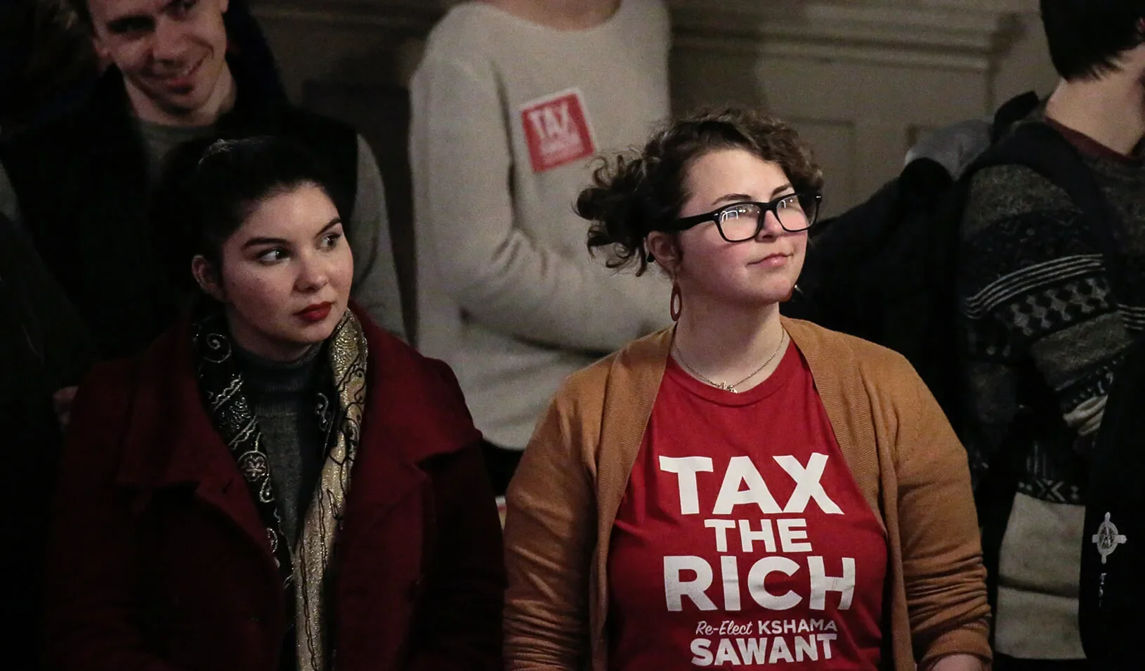 Supporters listen as Seattle City Councilmember Kshama Sawant restarts the “Tax Amazon” campaign she led in 2019. Credit: REUTERS/David Ryder