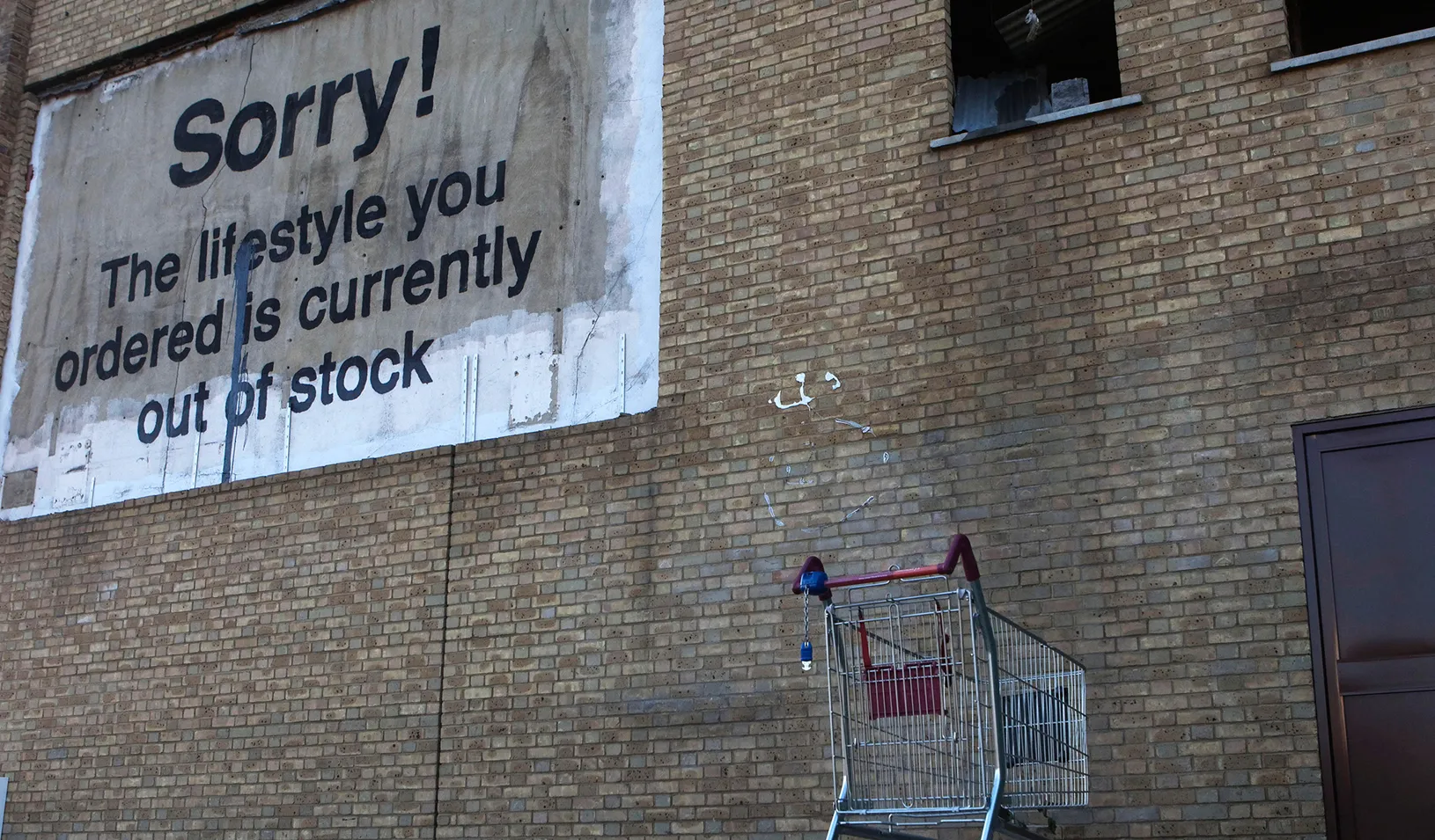 A new work by British artist Banksy, in the form of a billboard